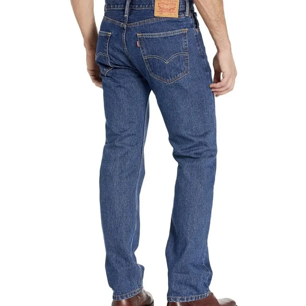 Levi’s Men’s 505 Regular Fit Jeans Dark Stonewash Blue Denim 32 x 32 (31 Actual)